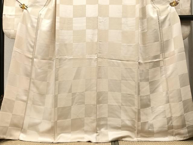 平和屋着物●豪華振袖　市松文様　金通し地　正絹　逸品　AABA2693ph 平和屋着物○豪華振袖 市松文様 金通し地 正絹 逸品 AABA2693ph 振袖