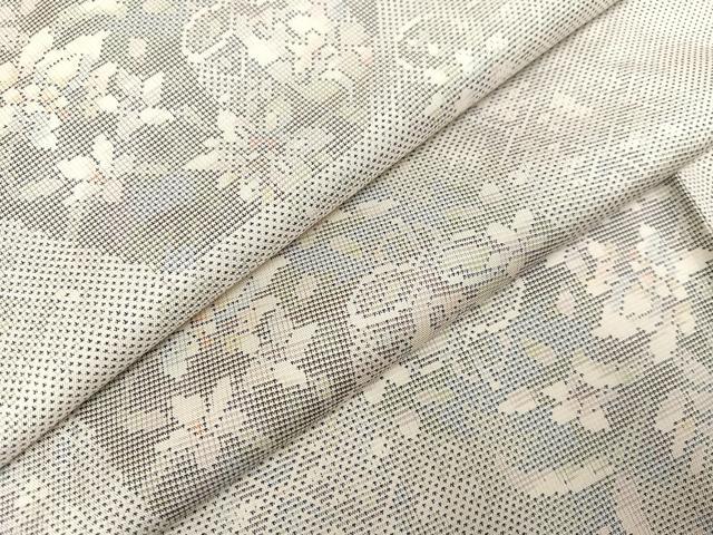 平和屋着物●本場大島紬　白大島　カタス7マルキ　草花文　正絹　逸品　AABA2706ph