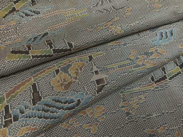 平和屋着物●本場大島紬　一元絣　風景文　正絹　逸品　未使用　AABA2713ph