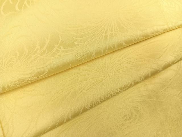 平和屋着物●上質な色無地　花地紋　淡黄色　正絹　逸品　AABA2716ph