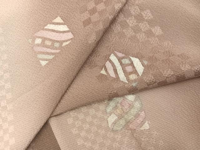 平和屋着物●上質な小紋　菱間道　暈し染め　正絹　逸品　AABA2721ph