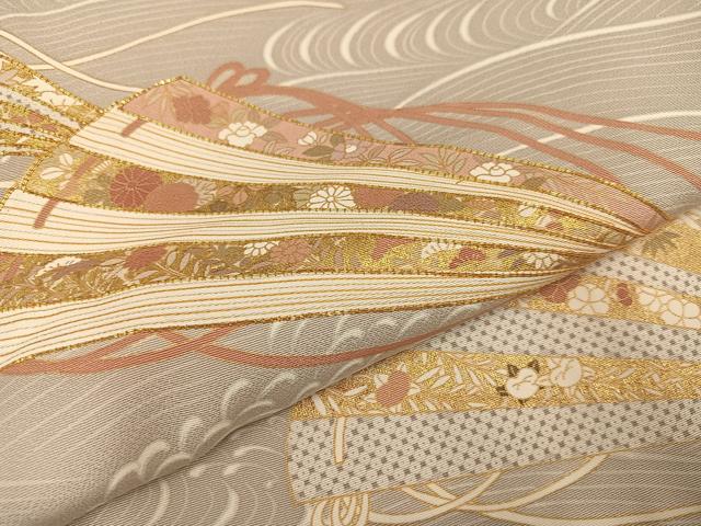 平和屋着物○豪華色留袖 駒刺繍 立波檜扇花文 金彩 正絹