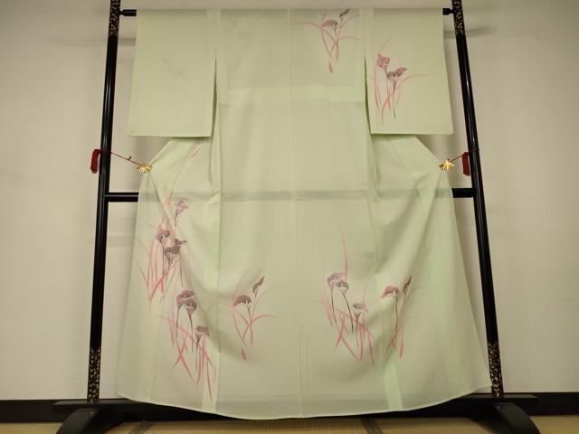 平和屋着物＊夏物　訪問着　絽　駒刺繍　草花文　銀彩　正絹　逸品　AABA2769jd