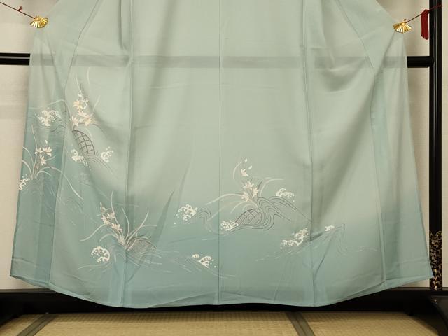 平和屋着物＊夏物 訪問着 絽 駒刺繍 流水草花文 正絹 逸品 AABA2780jd
