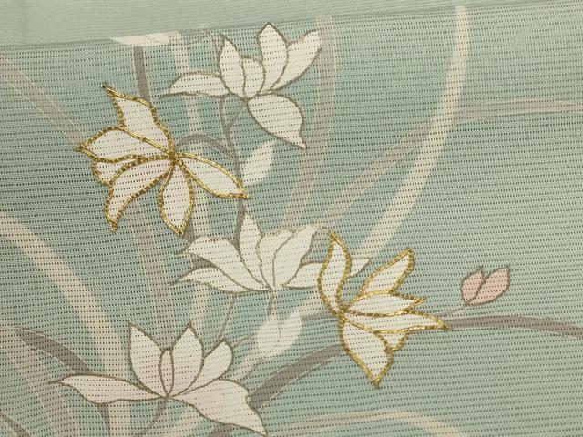 平和屋着物＊夏物 訪問着 絽 駒刺繍 流水草花文 正絹 逸品 AABA2780jd