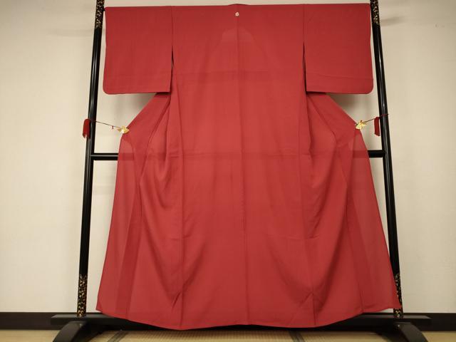 平和屋着物＊夏物　色無地　絽　紅海老茶色　正絹　逸品　AABA2800jd