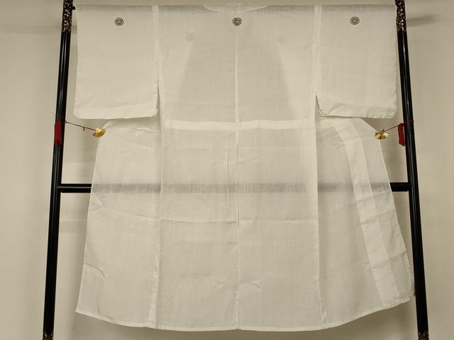 平和屋着物＊夏物　男性　色紋付　白色　綿麻　AABA2817jd