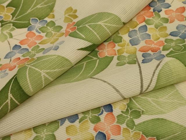 平和屋着物＊夏物　小紋　絽　紫陽花　正絹　逸品　未使用　AABA2841jd