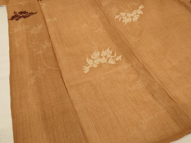 平和屋着物＊夏物 小千谷ちぢみ 枝葉文 麻 逸品 未使用 AABA2844jd 紬
