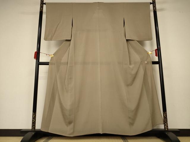 平和屋着物＊夏物　色無地　絽　作家物　肥後煤竹色　反端付き　正絹　逸品　AABA2848jd