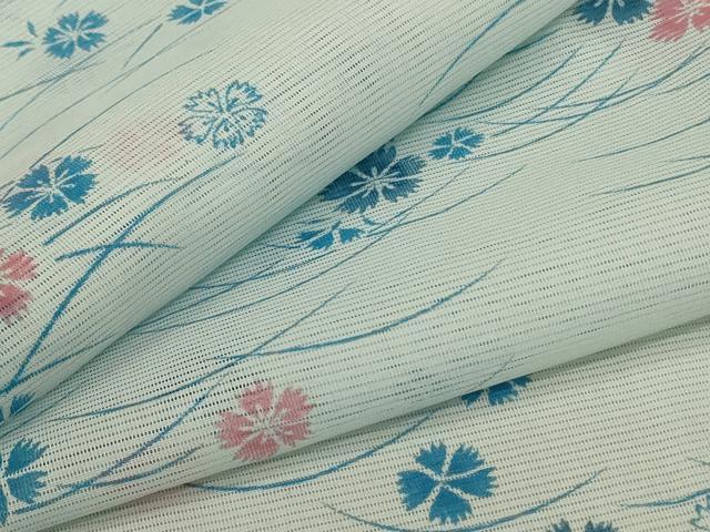 平和屋着物＊夏物　小紋　絽　芝桜文　洗える着物　AABA2868jd