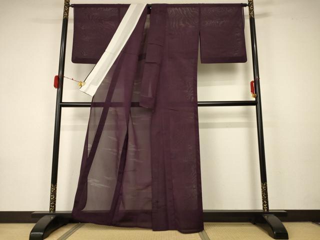 平和屋着物＊夏物　色無地　紗　似せ紫色　正絹　逸品　AABA2873jd