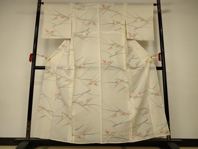 平和屋着物＊夏物　小紋　絽　草花文　正絹　逸品　AABA2910jd_1