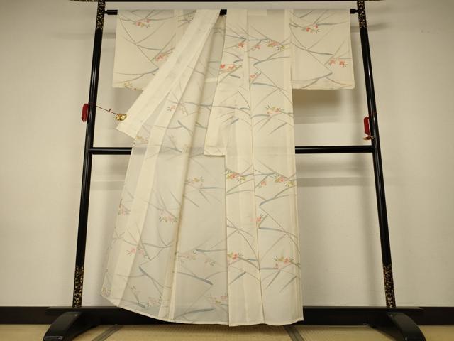 平和屋着物＊夏物　小紋　絽　草花文　正絹　逸品　AABA2910jd_2