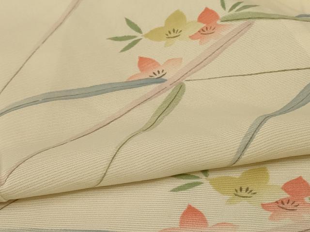 平和屋着物＊夏物　小紋　絽　草花文　正絹　逸品　AABA2910jd_4