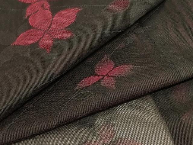平和屋着物＊夏物　小紋　紗　草花文　正絹　逸品　AABA2915jd