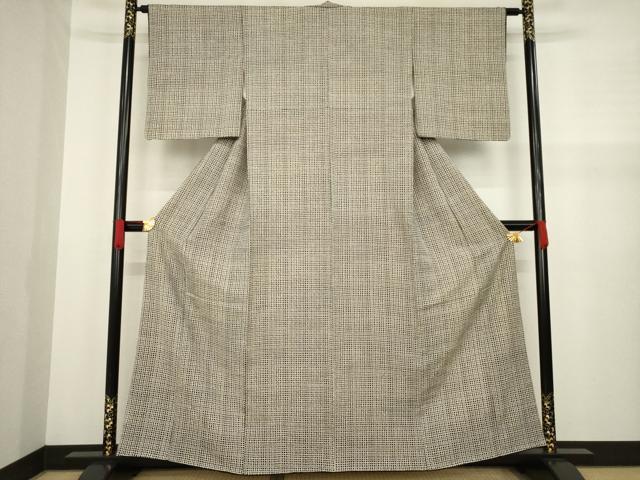 平和屋着物○上質な小紋 網目文 黒地 正絹 逸品 AABA3281ck