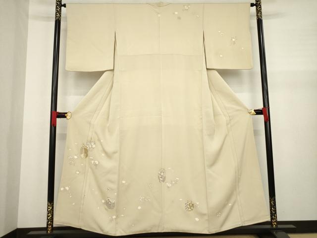 平和屋着物●訪問着　駒刺繍　仕覆文　金彩　正絹　逸品　AABA3292ck