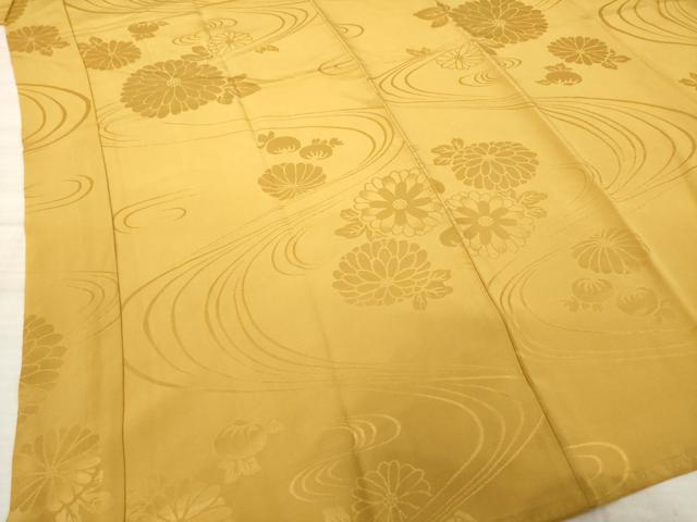 平和屋着物○長襦袢 袷 流水花地紋 狐色 広衿仕立て 正絹 逸品