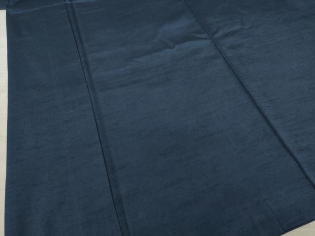 平和屋着物○男性 紬 アンサンブル 色無地 青褐色 正絹 逸品 AABA3297ck 