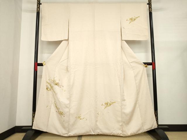 平和屋着物●訪問着　駒刺繍　花文箱文　金彩　正絹　逸品　未使用　AABA3302ck