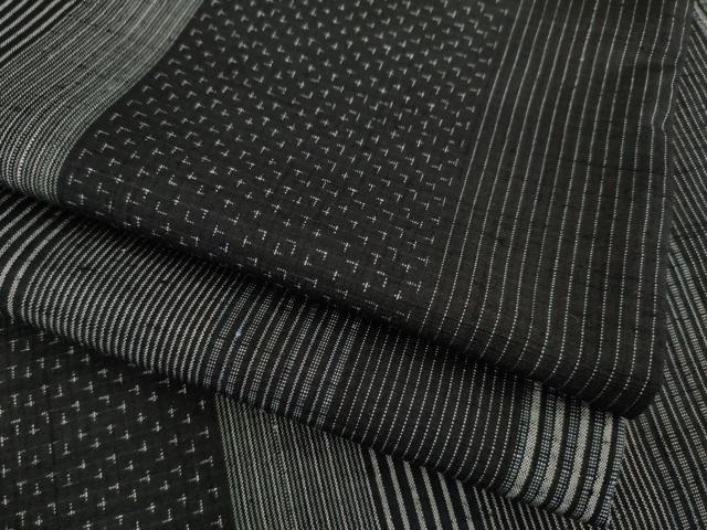 平和屋着物●上質な紬　間道　黒地　正絹　逸品　AABA3315ck