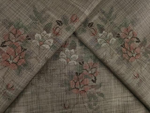 平和屋着物●本場大島紬　カタス9マルキ　草花文　正絹　逸品　AABA3316ck