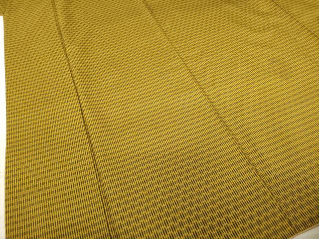 平和屋着物○山下八百子 本場黄八丈 市松綾織 紬 正絹 逸品