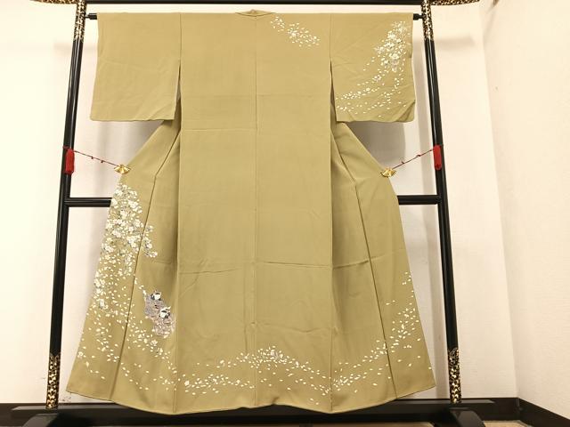 平和屋着物●訪問着　女人枝花文　正絹　逸品　AABA3765ph