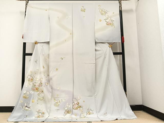 平和屋着物●岡山工芸　京友禅　岡山武子　訪問着　花宝尽くし　暈し染め　仮絵羽　正絹　逸品　未使用　AABA3768ph