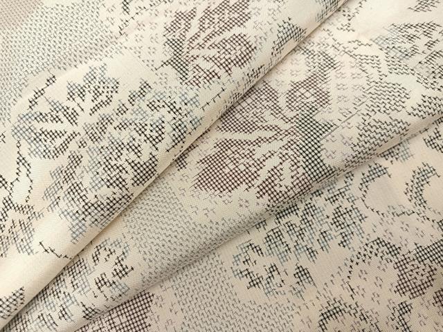 平和屋着物●上質な紬　枝花文　正絹　逸品　AABA3839ph