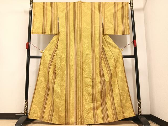 平和屋着物○結城紬 吉祥舞扇間道 正絹 逸品 AABA4292ph