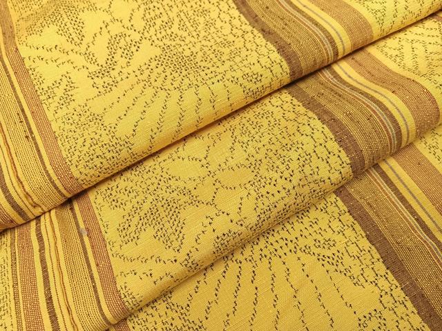 平和屋着物●結城紬　吉祥舞扇間道　正絹　逸品　AABA4292ph