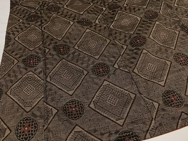 平和屋着物○本場大島紬 龍郷絣 正絹 逸品 AABA4325ph