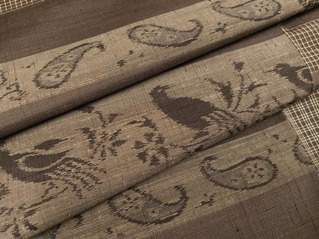 平和屋着物●上質な紬　花鳥文　正絹　逸品　AABA4327ph