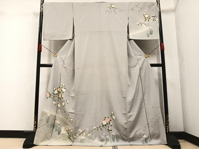 平和屋着物●訪問着　作家物　枝花文　暈し染め　金彩　正絹　逸品　AABA4345ph