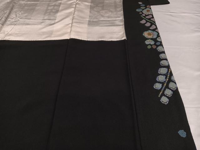 平和屋着物○訪問着 辻が花 絞り 黒地 金彩 正絹 逸品 AABA4360ph