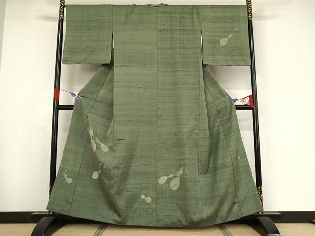 平和屋着物●西陣　宮階織物謹製　里葉　訪問着　紬地　瓢箪　訪問着　正絹　逸品　AABA4441np