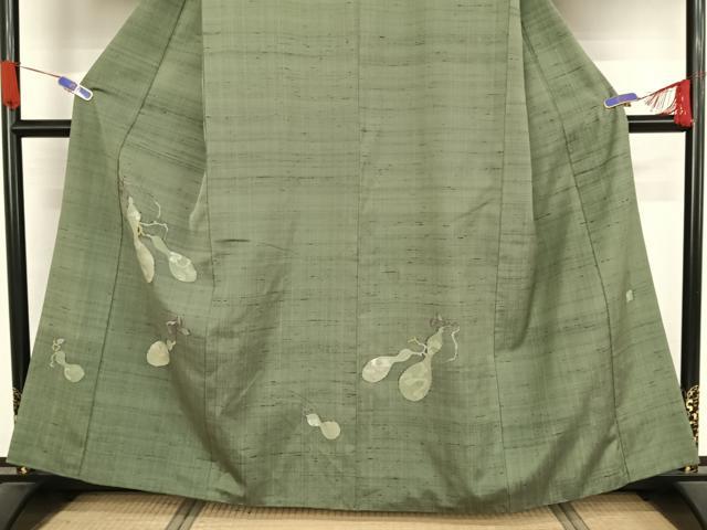 平和屋着物○西陣 宮階織物謹製 里葉 訪問着 紬地 瓢箪