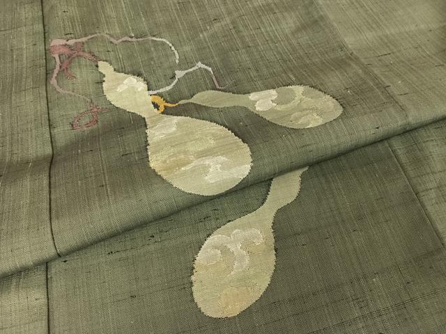 平和屋着物○西陣 宮階織物謹製 里葉 訪問着 紬地 瓢箪