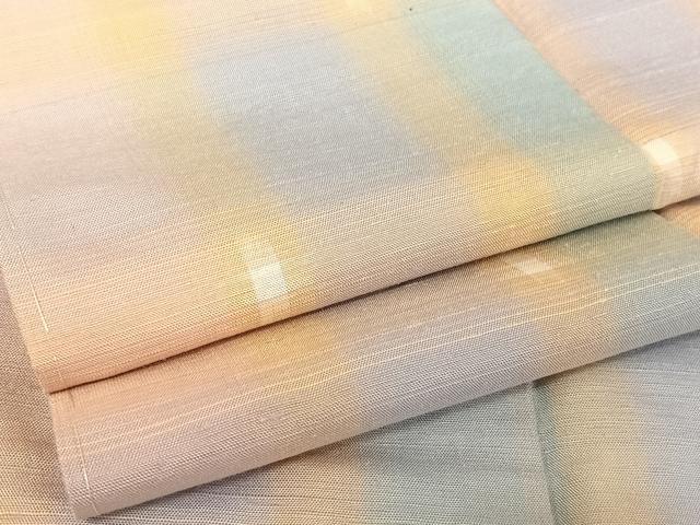 平和屋着物●紅花紬　米沢　十字絣　格子　正絹　逸品　未使用　AABA4443np