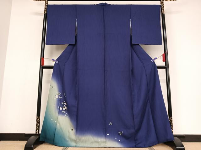 平和屋着物●訪問着　手描き　刺繍　枝花鳥文　暈し染め　金彩　やまと誂製　正絹　逸品　AABA4446np