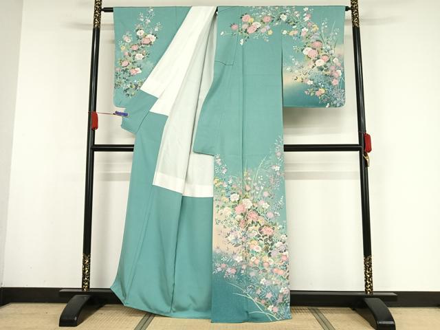 平和屋着物○訪問着 草花文 暈し染め 金彩 正絹 逸品 AABA4451np