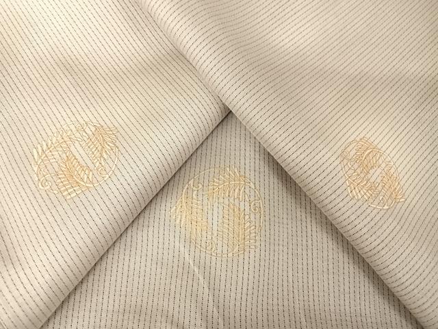 平和屋着物●本場染大島紬　白大島　蔦の葉丸文　やまと誂製　正絹　逸品　AABA4456np