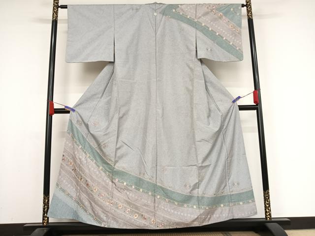 平和屋着物●総刺繍　訪問着　本場染大島紬　中国三大刺繍　スワトウ刺繍　汕頭刺繍　相良刺繍　花唐草文　正絹　逸品　AABA4460np