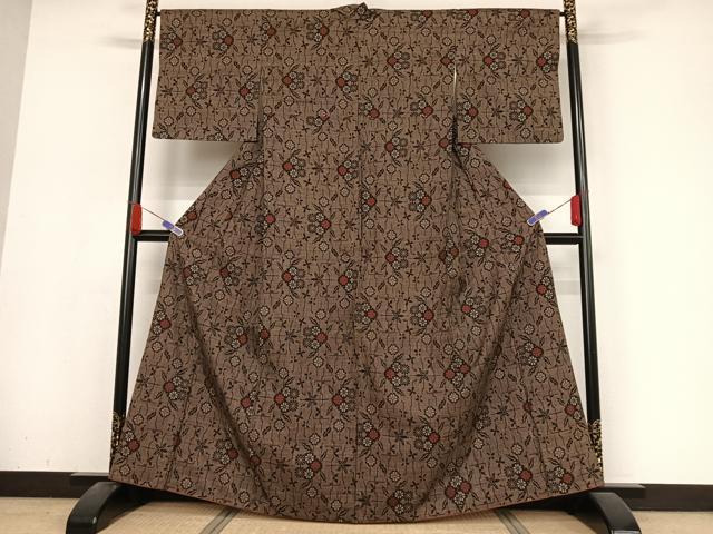 平和屋着物○本場大島紬 一元7マルキ 花丸文 正絹 逸品 AABA4466np