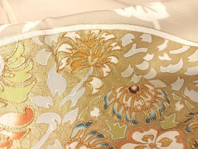 平和屋着物●豪華色留袖　トキワ商事　駒刺繍　地紙花唐草文　上代54万　金糸　金彩　仮絵羽　正絹　逸品　未使用　AABA4469np 平和屋着物○豪華色留袖 トキワ商事 駒刺繍 地紙花唐草文 上代54万