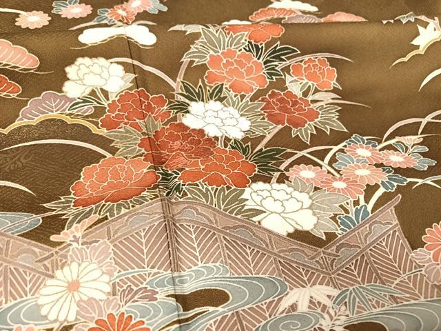 平和屋着物○訪問着 流水草花文 金彩 西武百貨店扱い 正絹 逸品 AABA4470np