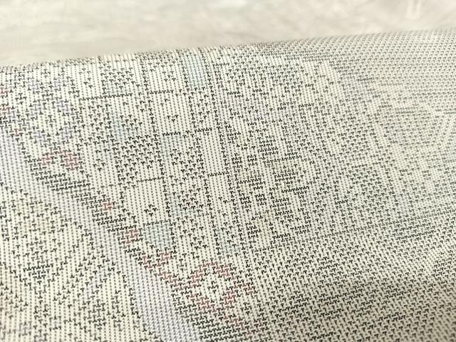 平和屋着物○本場大島紬 白大島 カタス9マルキ 雲取り吉祥花文 正絹