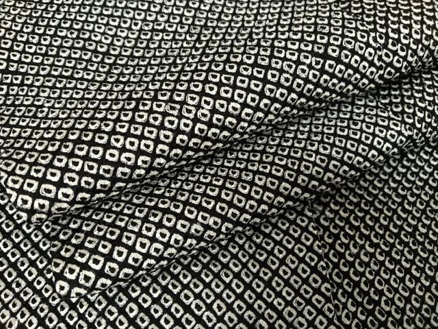 平和屋着物●大変加工の良い小紋　総絞り　黒地　正絹　逸品　AABA4520np